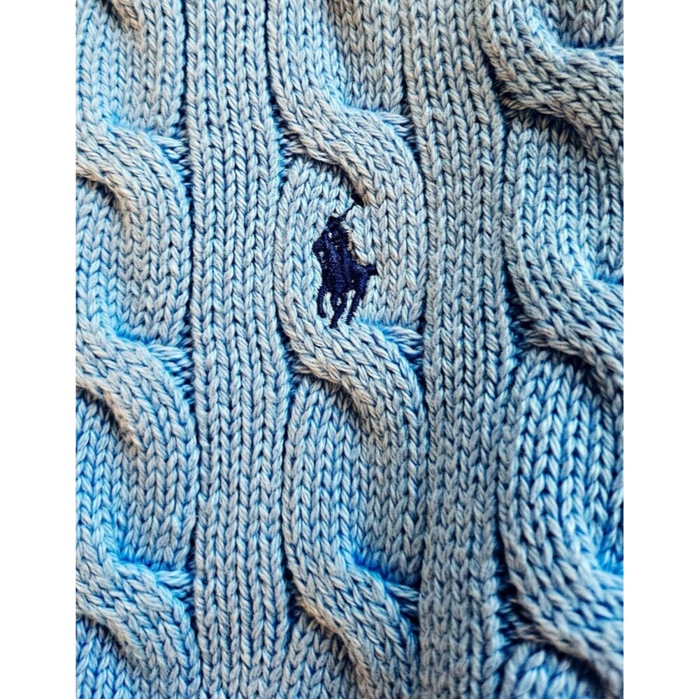 POLO Ralph Lauren Cable-Knit Cotton Short-Sleeve Cardigan, Blue, S, NWT - Picture 10 of 16